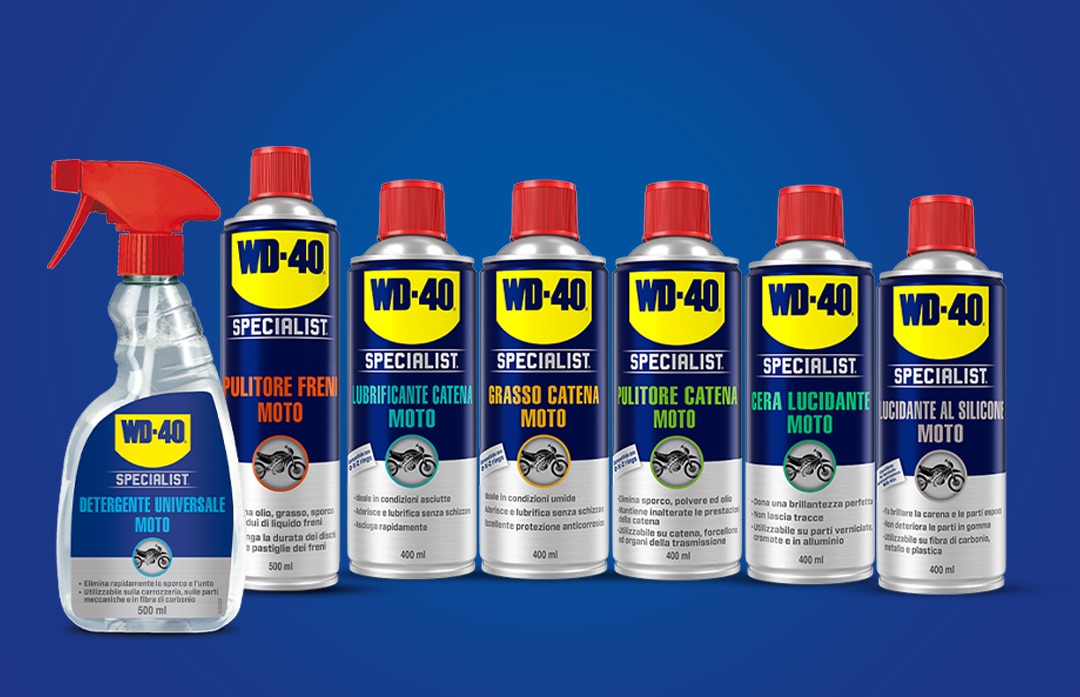 WD-40 Specialist Moto Pulitore Catena Moto Spray, 400 ml & Specialist Moto  Pulitore Freni Moto Spray 500 ml