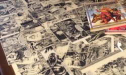 scrivania a fumetti vetrificata