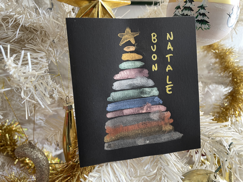 Biglietto Di Natale con gli Acquerelli Metallizzati